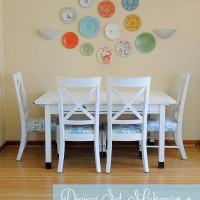 Dining Set Makeover + Plastic Plate Wall