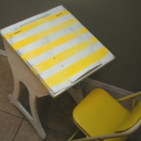 Sunny Yellow Striped School Desk