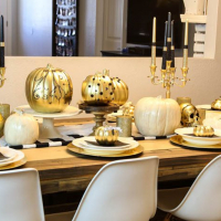 DIY Halloween Tablescape and Embellished Faux Pumpkins