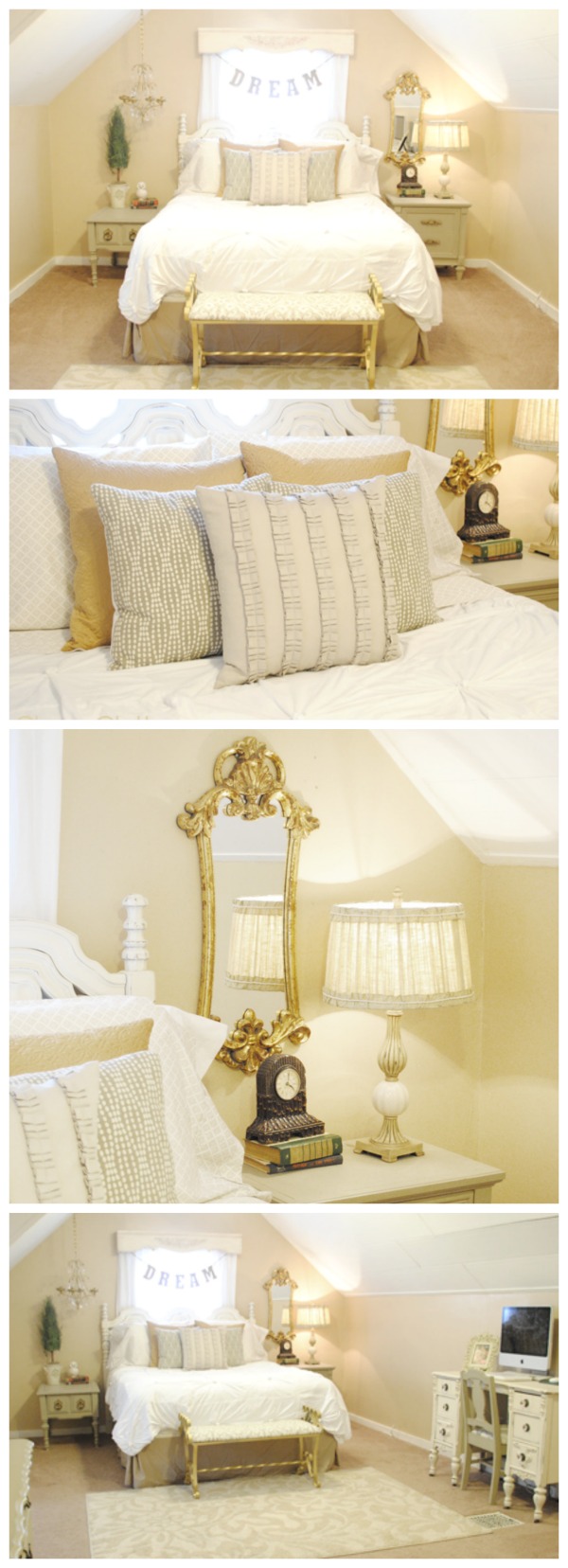 Gorgeous Master Bedroom Makeover - Love the neutrals and gold accents! | www.classyclutter.net