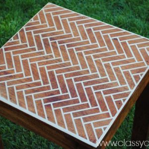 DIY Herringbone Stenciled Table
