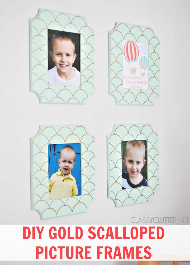 DIY Gold Scalloped Picture Frames + Free Printable | www.classyclutter.net