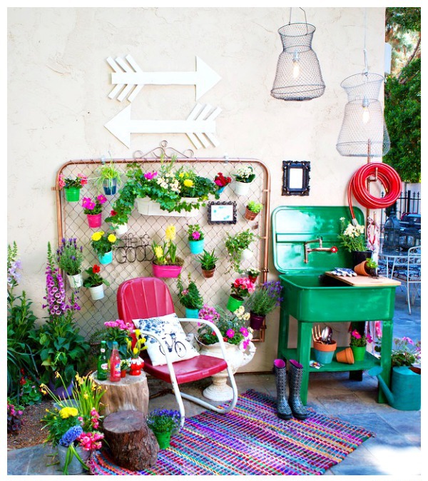 Upcycled Garden Area and Blog Hop