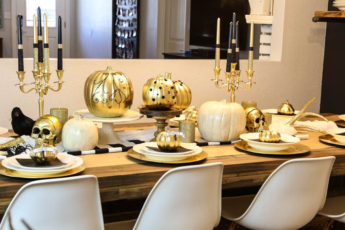 DIY Halloween Tablescape and Embellished Faux Pumpkins