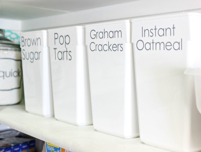 Labeled Bins in the pantry