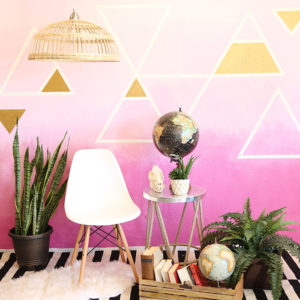 Accent Wall Ideas: Pink Ombré Wall with Triangle Details
