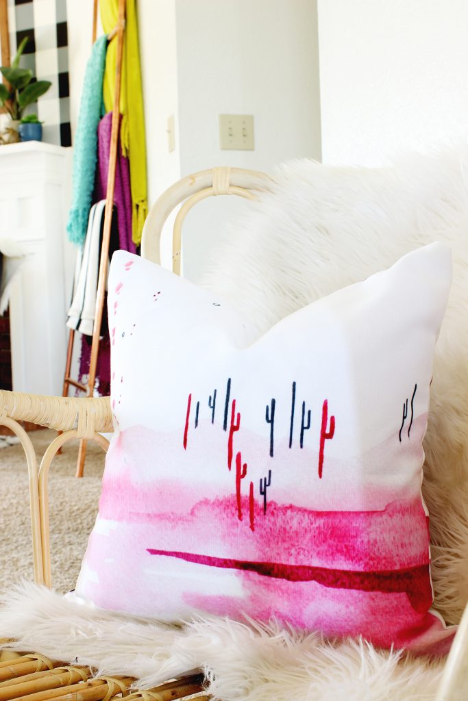 This watercolor cactus pillow is what dreams are made of! LOVE the pink!