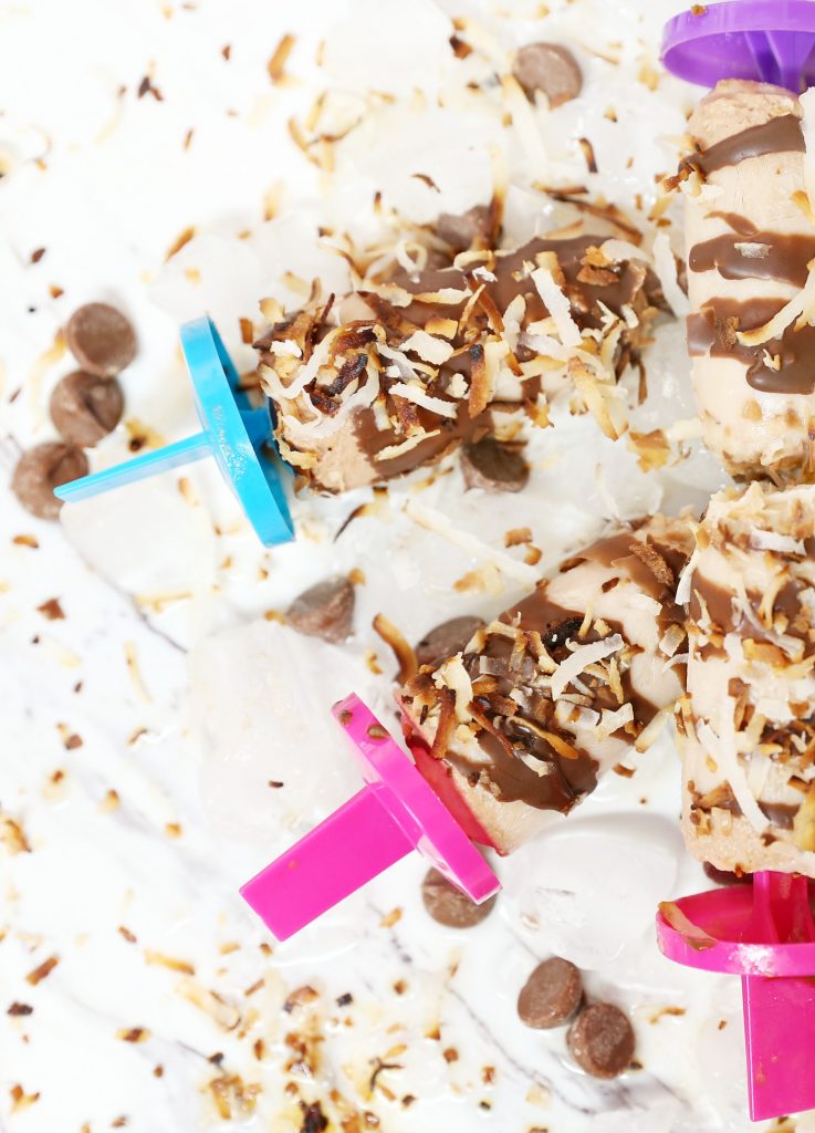 Toasted Coconut and Chocolate Popsicles
