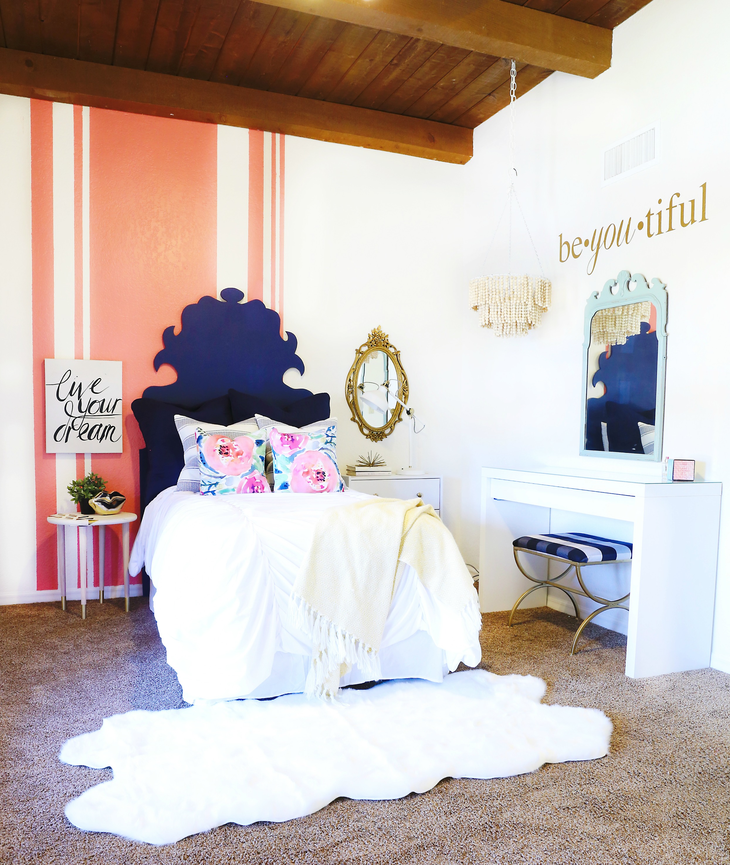 Colorful and Eclectic teenage bedroom makeover