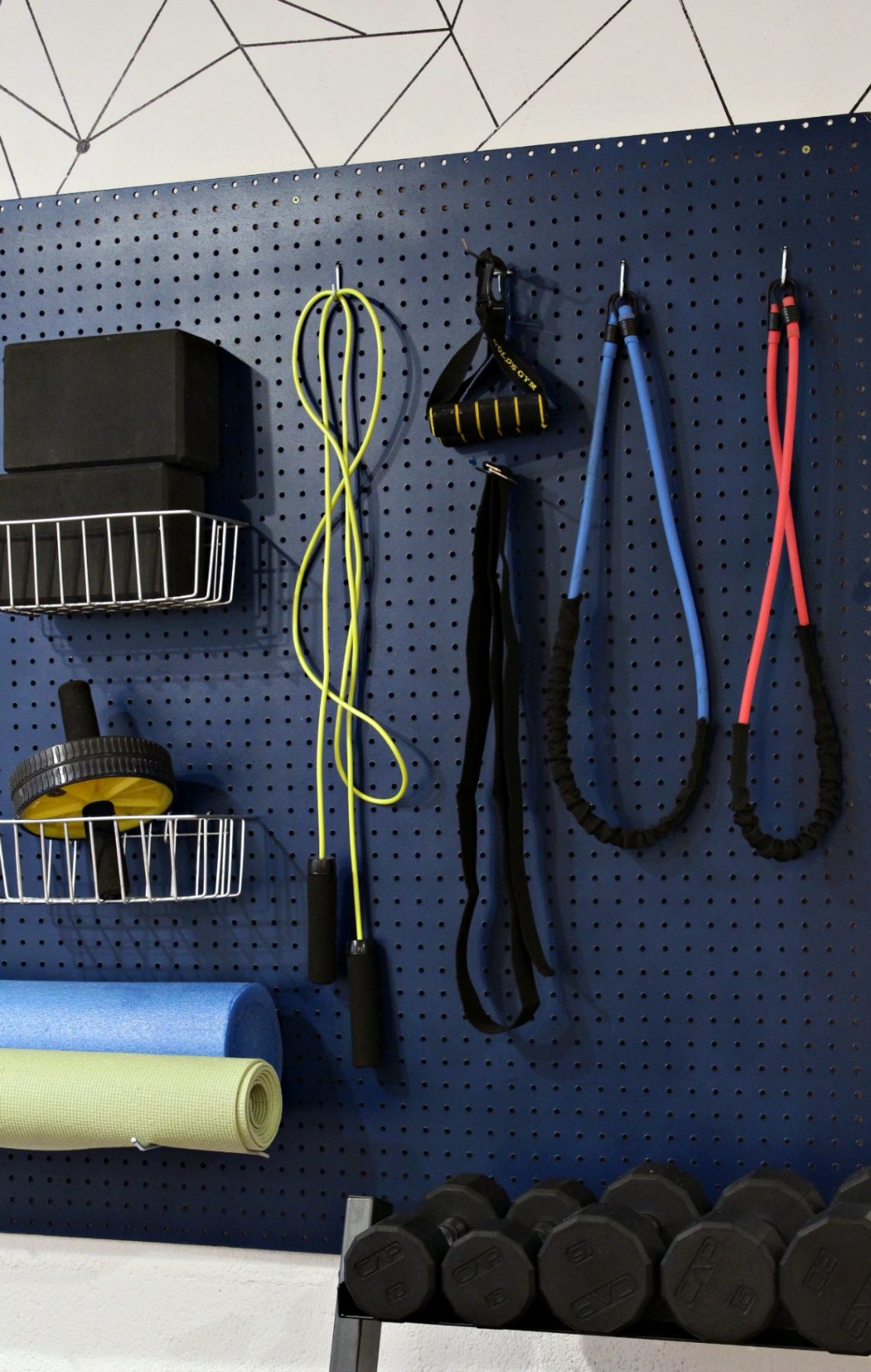 Easy DIY Project Home Gym Organizer using a pegboard