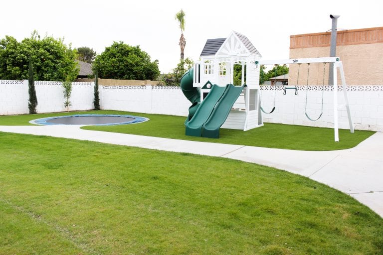 Modern Ranch House: Backyard phase 2- Painted Playset and New Pool Umbrellas